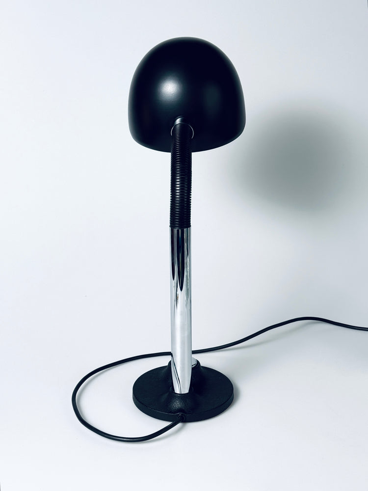 Tischleuchte Lampe Hillebrandt matt schwarz Chrom 1970er
