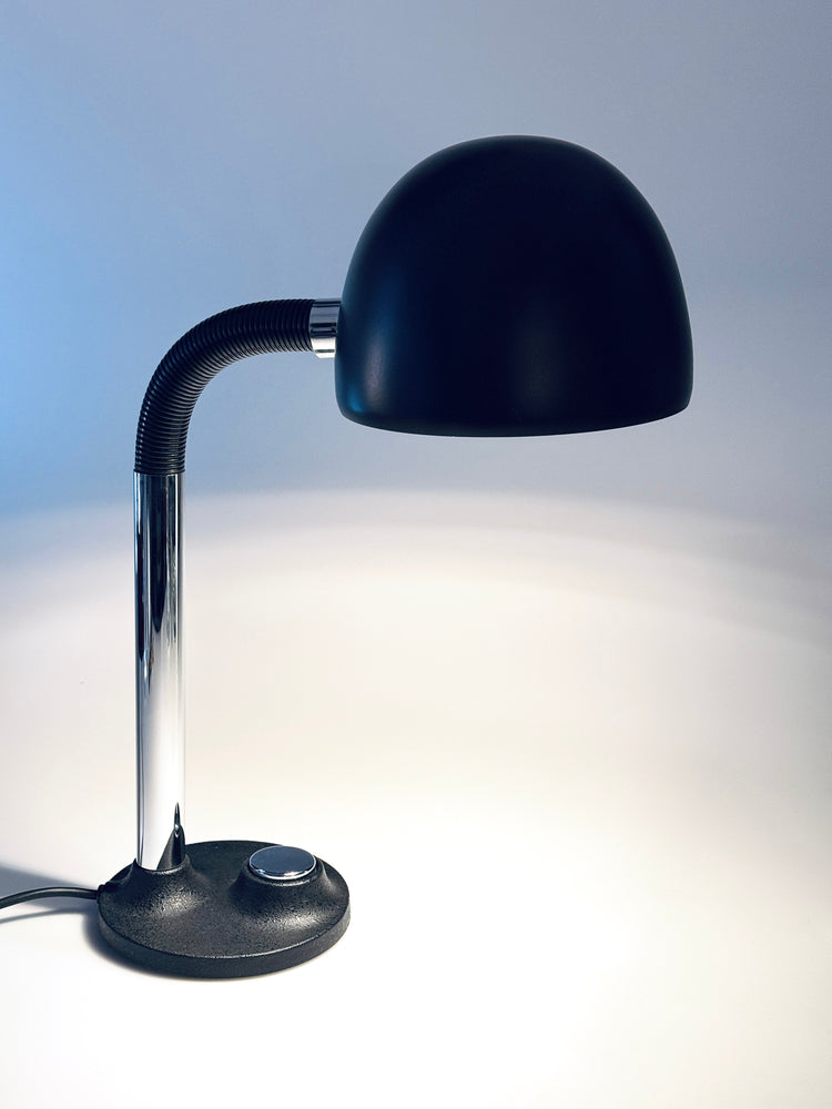Tischleuchte Lampe Hillebrandt matt schwarz Chrom 1970er
