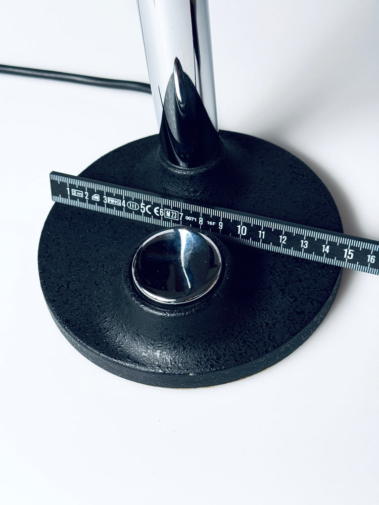 Tischleuchte Lampe Hillebrandt matt schwarz Chrom 1970er