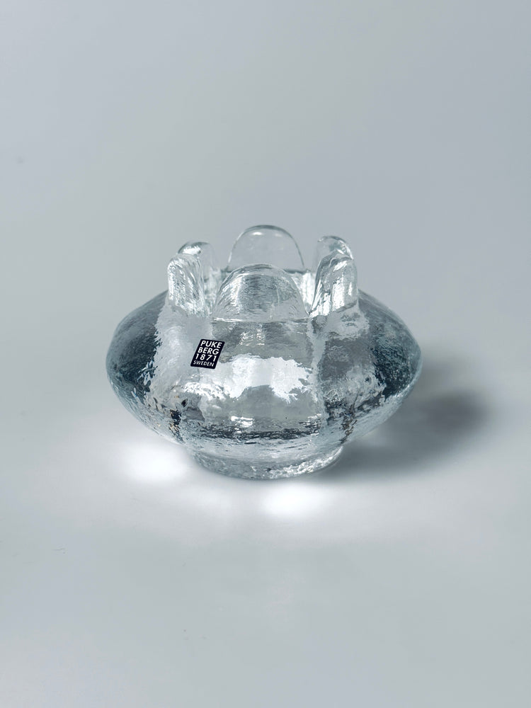 Teelichthalter Pukeberg Glas Gellerstedt Eisglas 1970er