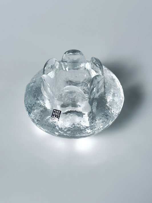 Teelichthalter Pukeberg Glas Gellerstedt Eisglas 1970er