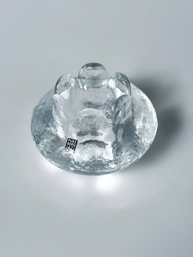 Teelichthalter Pukeberg Glas Gellerstedt Eisglas 1970er