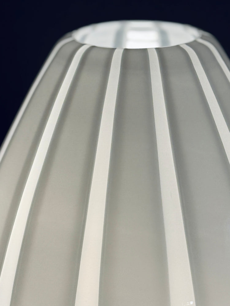 Tischleuchte Lampe Stil Venini Italien weiß Streifen Glas Italy 1960er