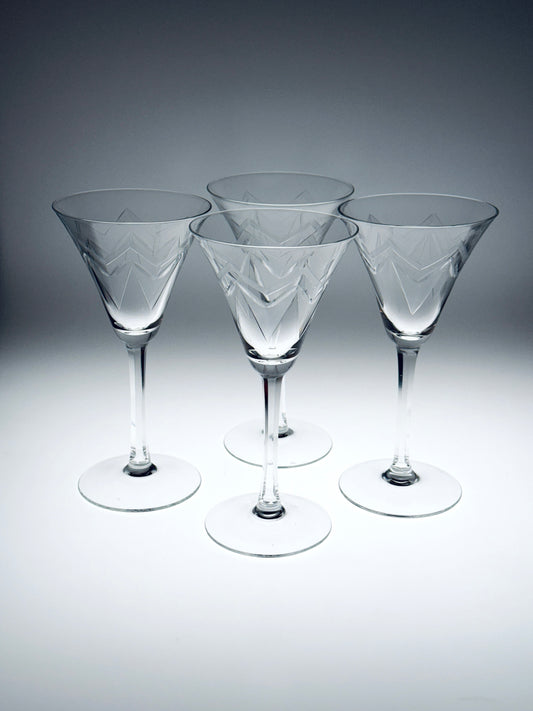 4 Weingläser Gläser Art Déco Rakel VLG Weisswasser 1940