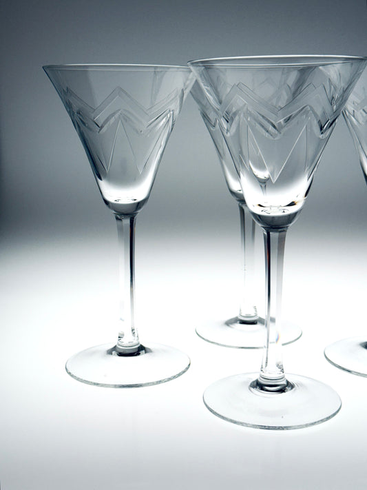 4 Weingläser Gläser Art Déco Rakel VLG Weisswasser 1940