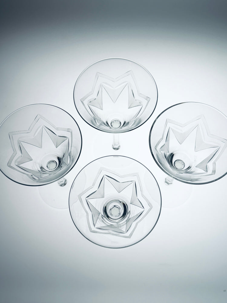 4 Weingläser Gläser Art Déco Rakel VLG Weisswasser 1940