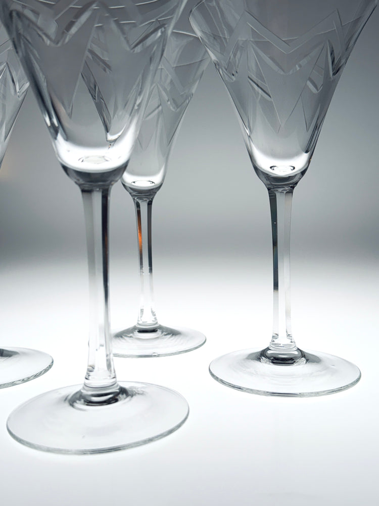 4 Weingläser Gläser Art Déco Rakel VLG Weisswasser 1940