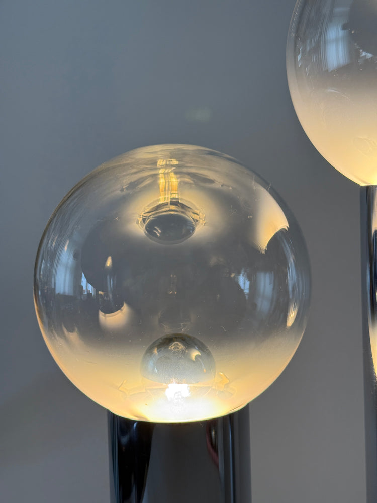 Reggiani Lampe OMA Italy Tischleuchten Paar Chrom Spaceage 70er