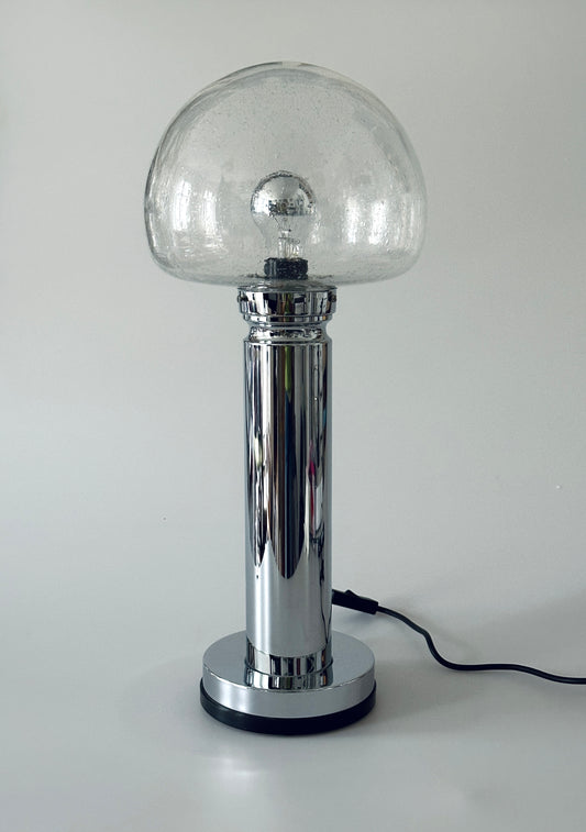 Doria Tischleuchte Tischlampe Lampe Chrom Glas 1970er Doria