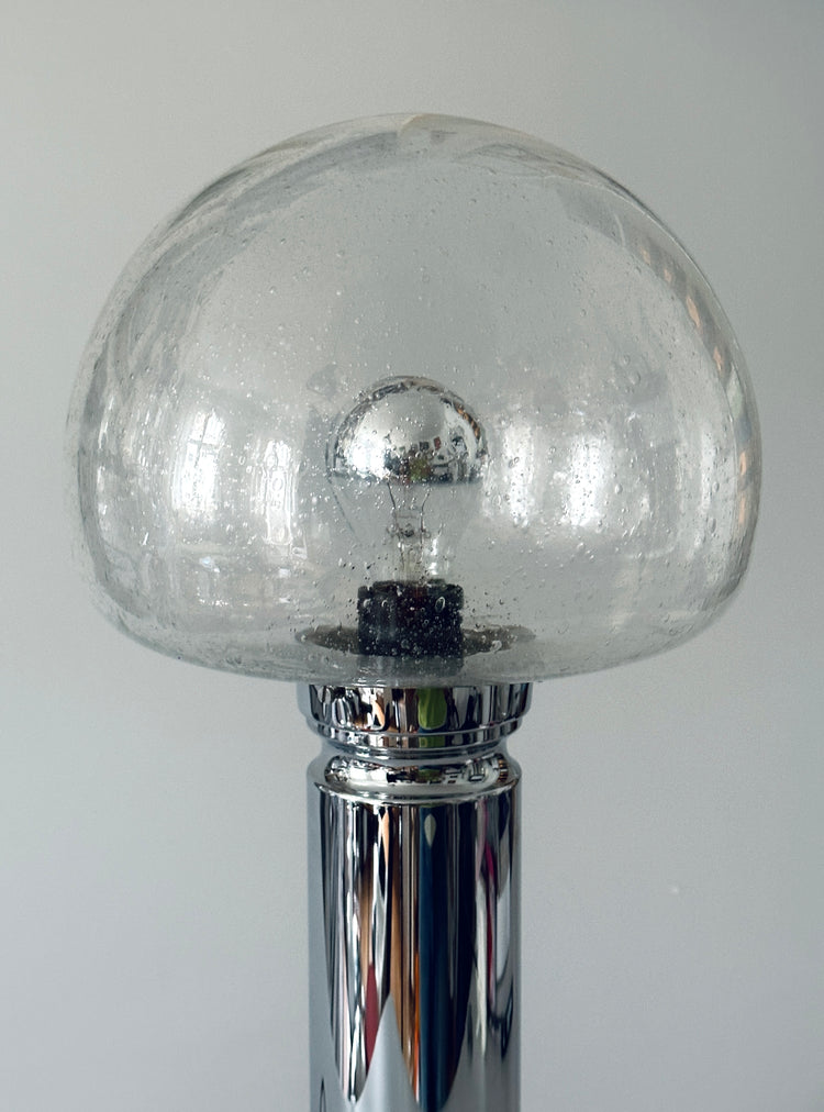 Doria Tischleuchte Tischlampe Lampe Chrom Glas 1970er Doria