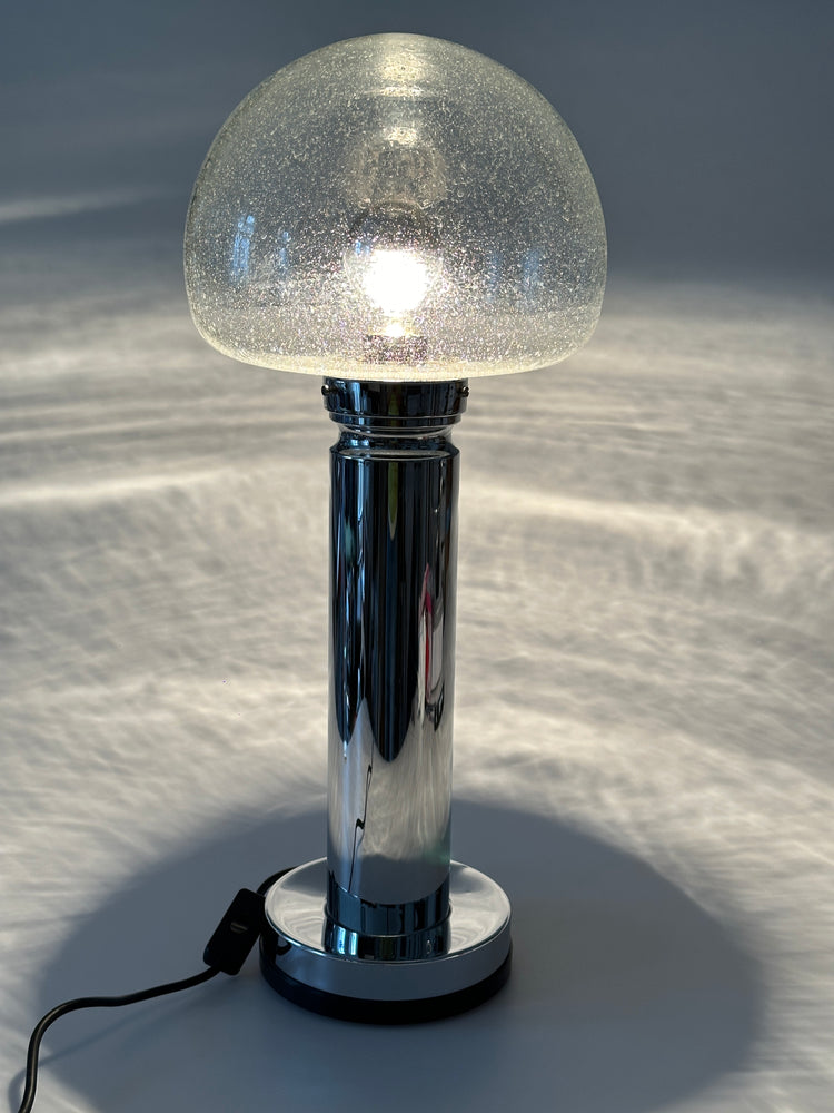 Doria Tischleuchte Tischlampe Lampe Chrom Glas 1970er Doria