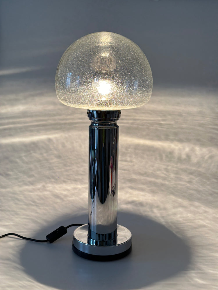 Doria Tischleuchte Tischlampe Lampe Chrom Glas 1970er Doria