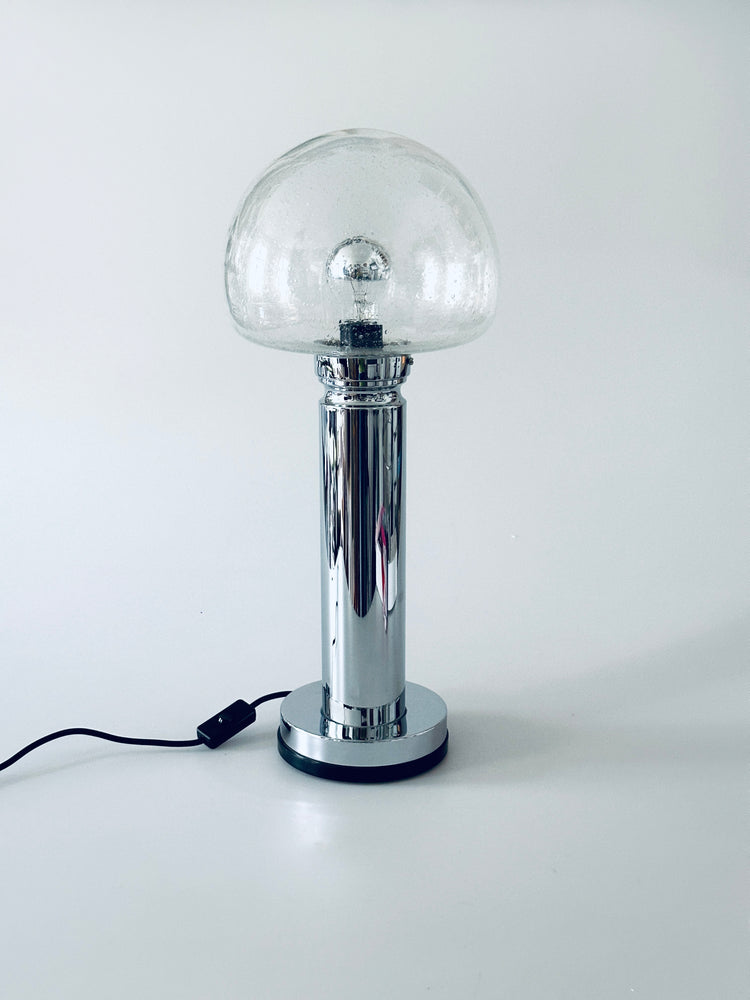 Doria Tischleuchte Tischlampe Lampe Chrom Glas 1970er Doria