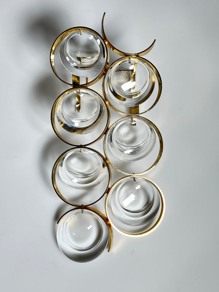 palwa Wandleuchte Wandlampe Lampe vergoldet Kristall 1960er