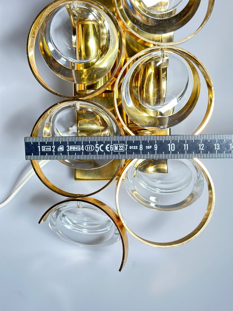 palwa Wandleuchte Wandlampe Lampe vergoldet Kristall 1960er