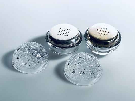 Salz Pfeffer Streuer Glas Eisglas Italy Modern Kugel 1960er atomic design