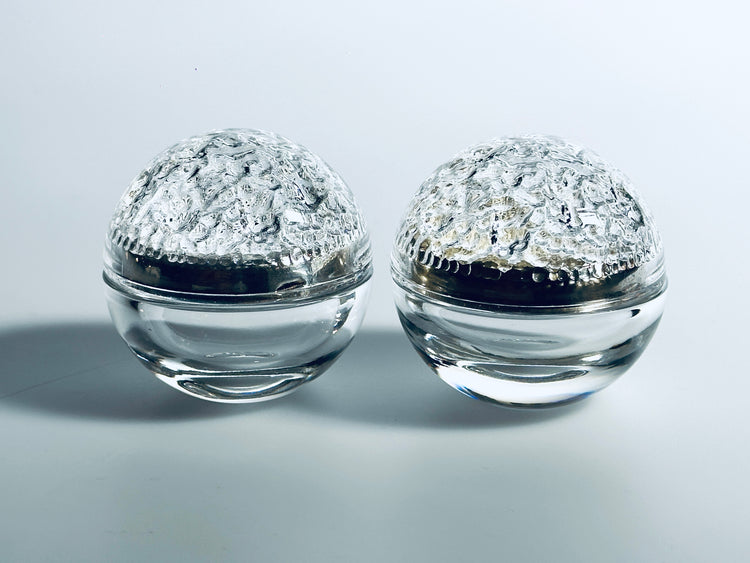 Salz Pfeffer Streuer Glas Eisglas Italy Modern Kugel 1960er atomic design