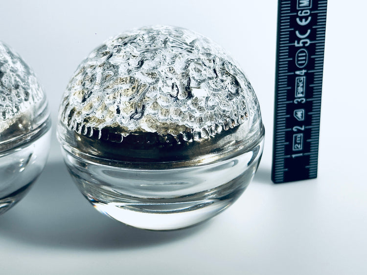 Salz Pfeffer Streuer Glas Eisglas Italy Modern Kugel 1960er atomic design