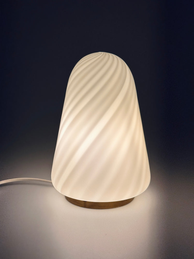 Tischleuchte Lampe Murano Glas Wirbel weiß Swirl Italy 1960er