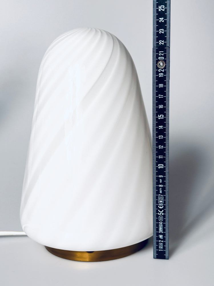 Tischleuchte Lampe Murano Glas Wirbel weiß Swirl Italy 1960er