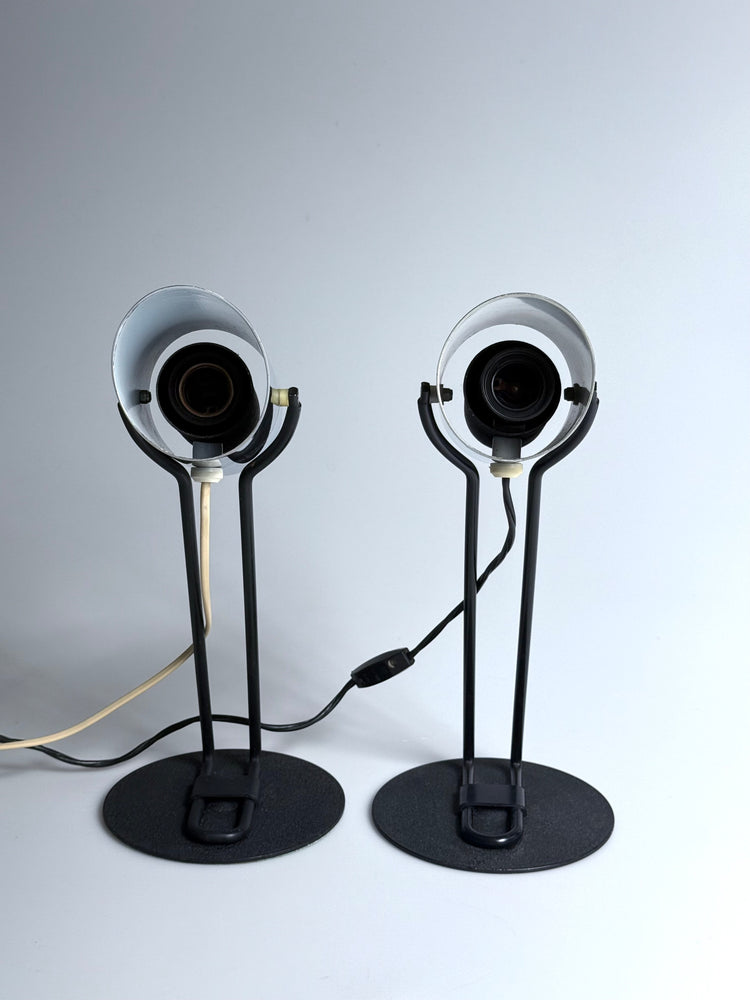 Pair of lamps, Italian vintage design, chrome, space-age table lamp from the 1970s