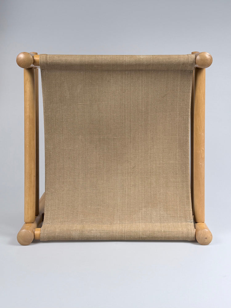 „Junker“ Safari-Fußhocker aus Buche und Canvas, Bror Boije für DUX Schweden zugeschrieben, 1970er
