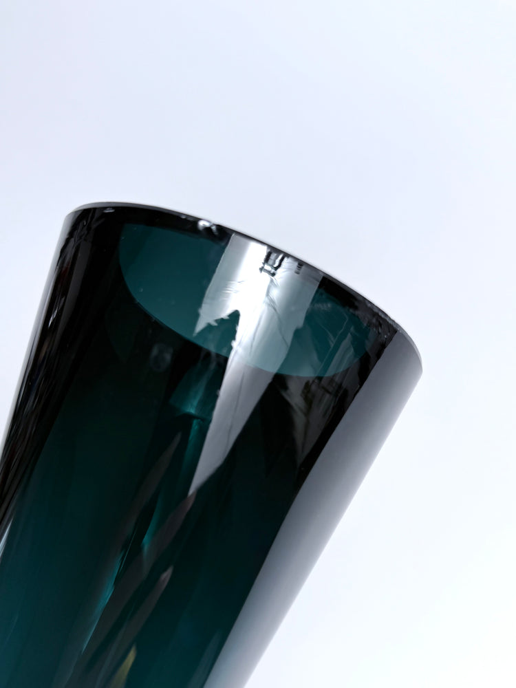 Große Bodenvase Glas Petrolfarben Türkis A.Percy Schweden 60s