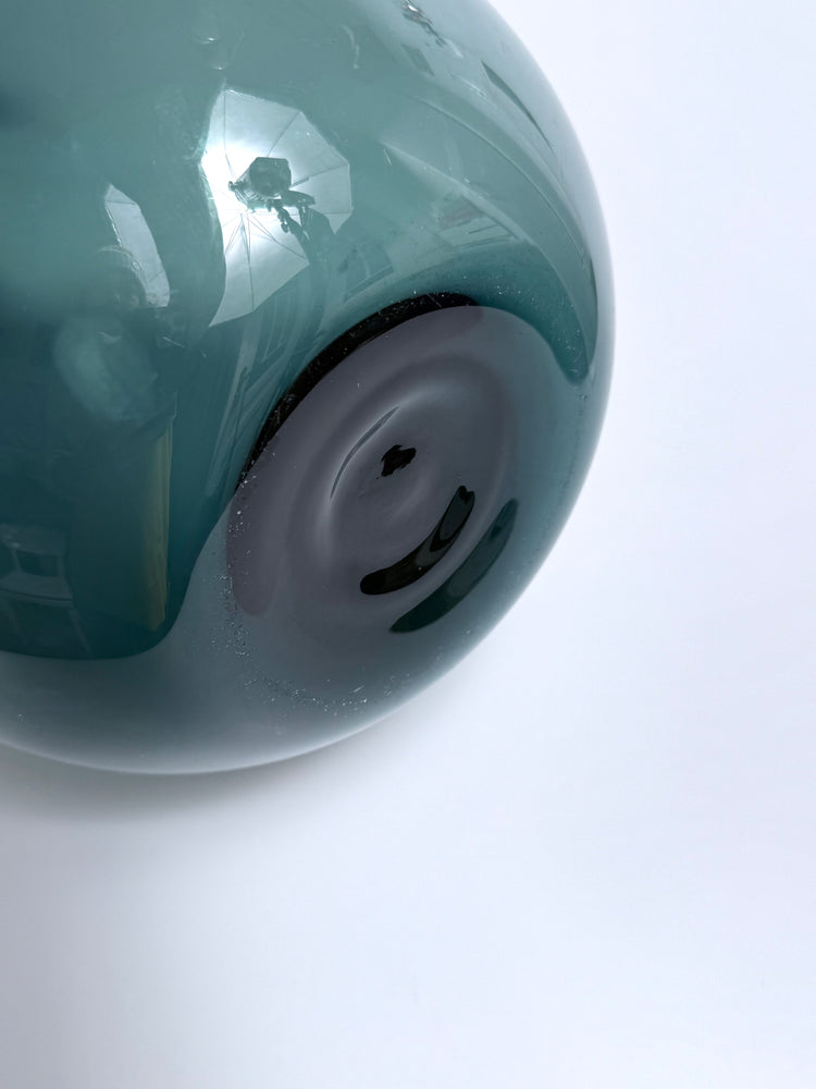 Große Bodenvase Glas Petrolfarben Türkis A.Percy Schweden 60s