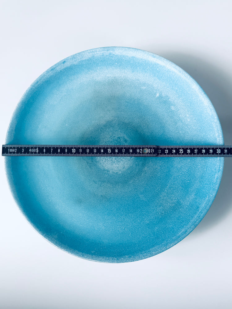 Cenedese Murano Vetri Schale groß centerpiece türkis matt Scavo Technik Italy 1960er