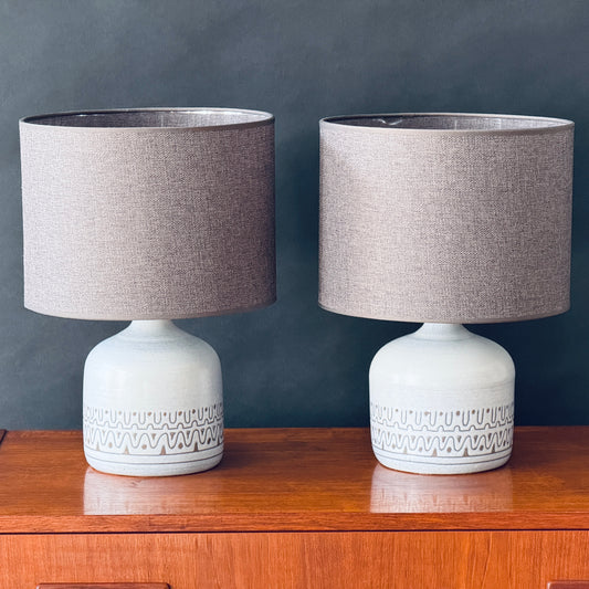 Paar Tischleuchten Lampen Studio Keramik Italy signiert 1970er