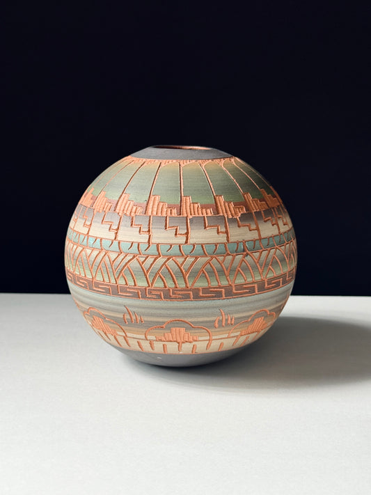 Vase Native American Navajo Art Evelyn Johnson signiert 1980er