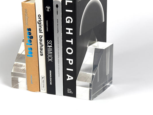 Paar Buchstützen Plexiglas Acryl massiv Design Architekt 1980er