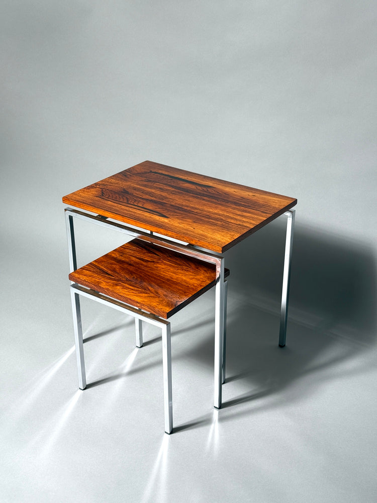 Beistelltisch Satztisch Palisander Chrom Pastoe 1970er