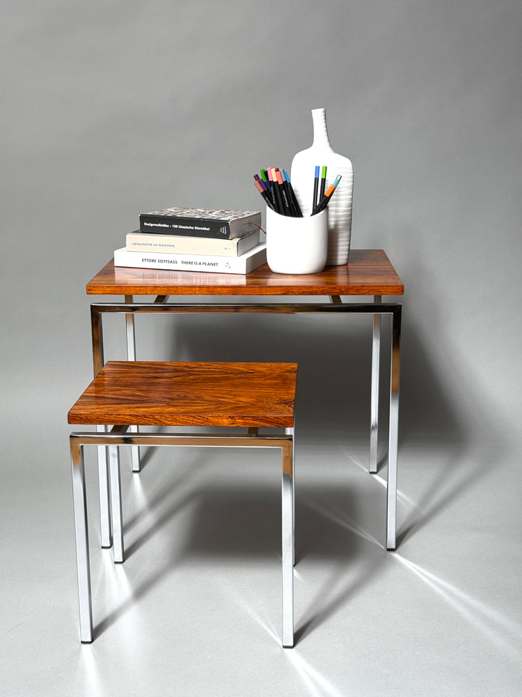 Beistelltisch Satztisch Palisander Chrom Pastoe 1970er