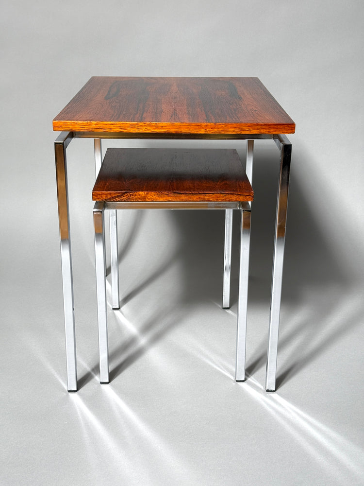 Beistelltisch Satztisch Palisander Chrom Pastoe 1970er