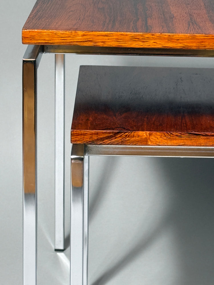 Beistelltisch Satztisch Palisander Chrom Pastoe 1970er