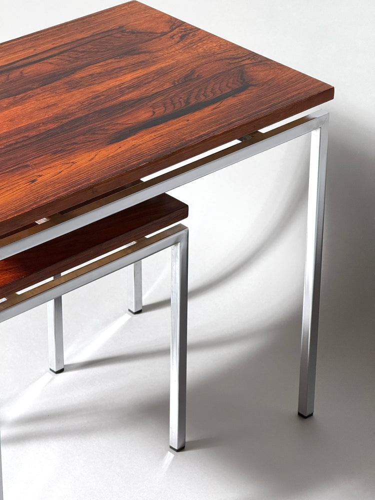 Beistelltisch Satztisch Palisander Chrom Pastoe 1970er