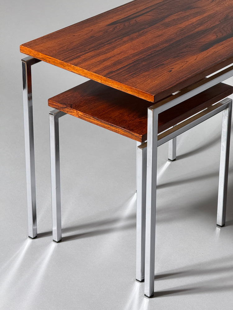 Beistelltisch Satztisch Palisander Chrom Pastoe 1970er