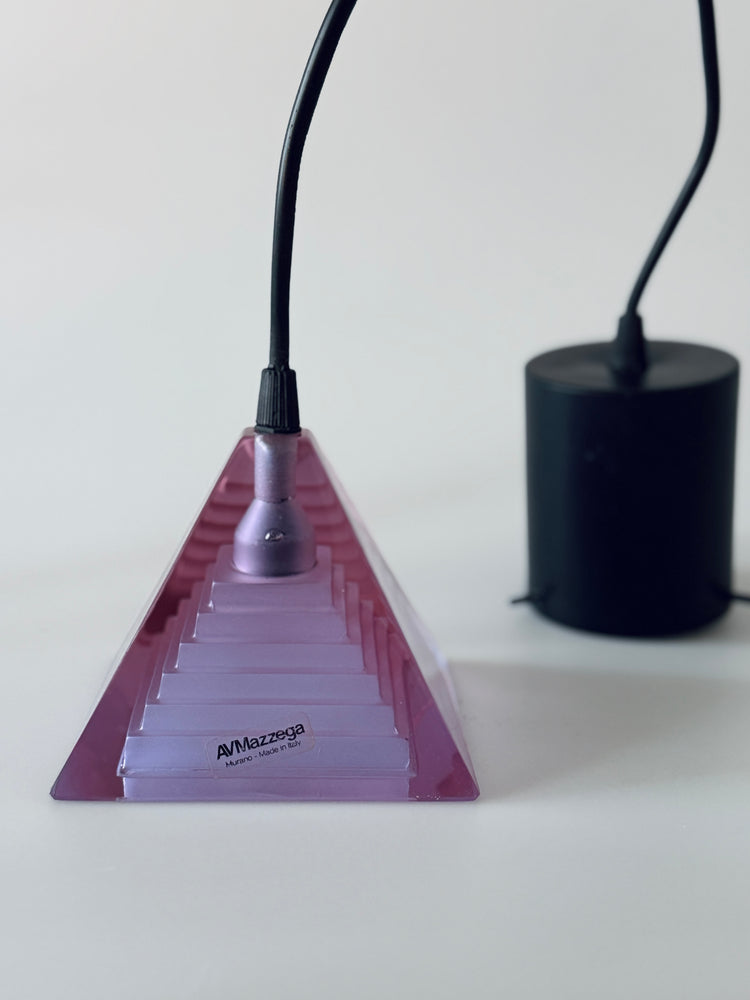 Mazzega Lampen Pendelleuchten Paar Murano Pyramid Piva Italy
