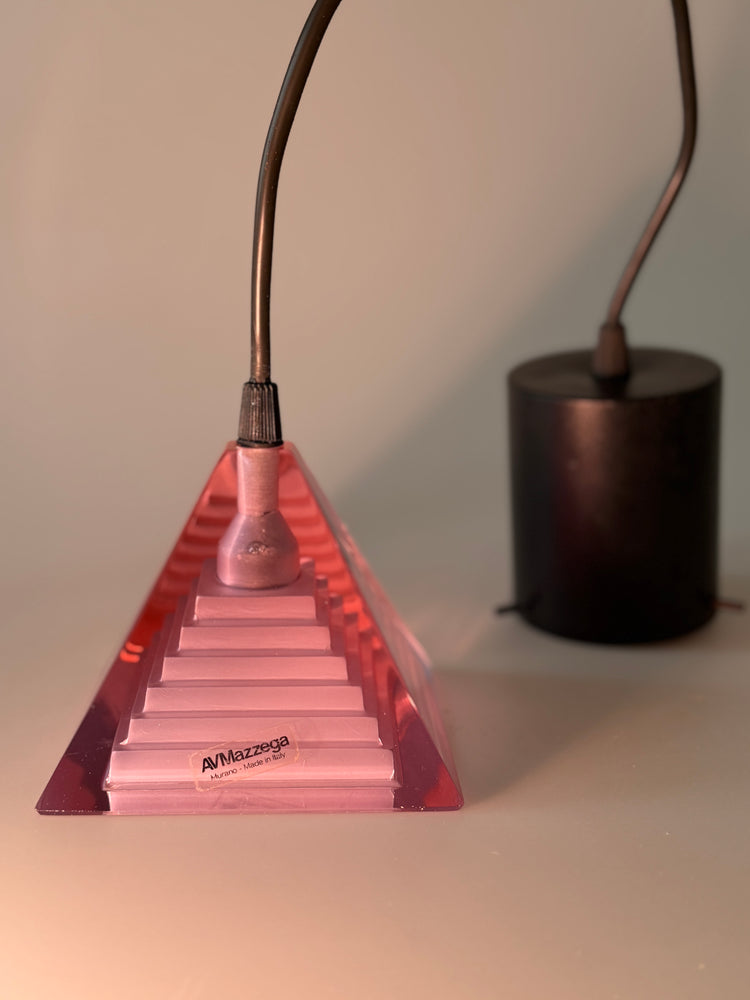 Mazzega Lampen Pendelleuchten Paar Murano Pyramid Piva Italy