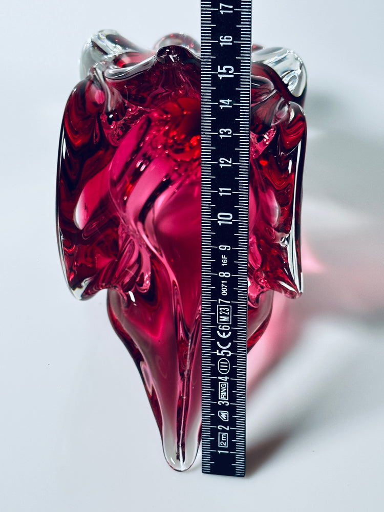 Katzenkopf Vase Böhmen Josef Hospodka für Chribska Glassworks 1960er Sommerso Groß