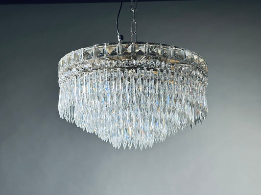 Kronleuchter Pendant light Glas Kristall Prisma 1960er Schweden