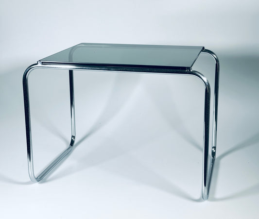 sidetable Beistelltisch Nachttisch Design Italy 1960er ähnlich Laccio Breuer Rauchglas grau