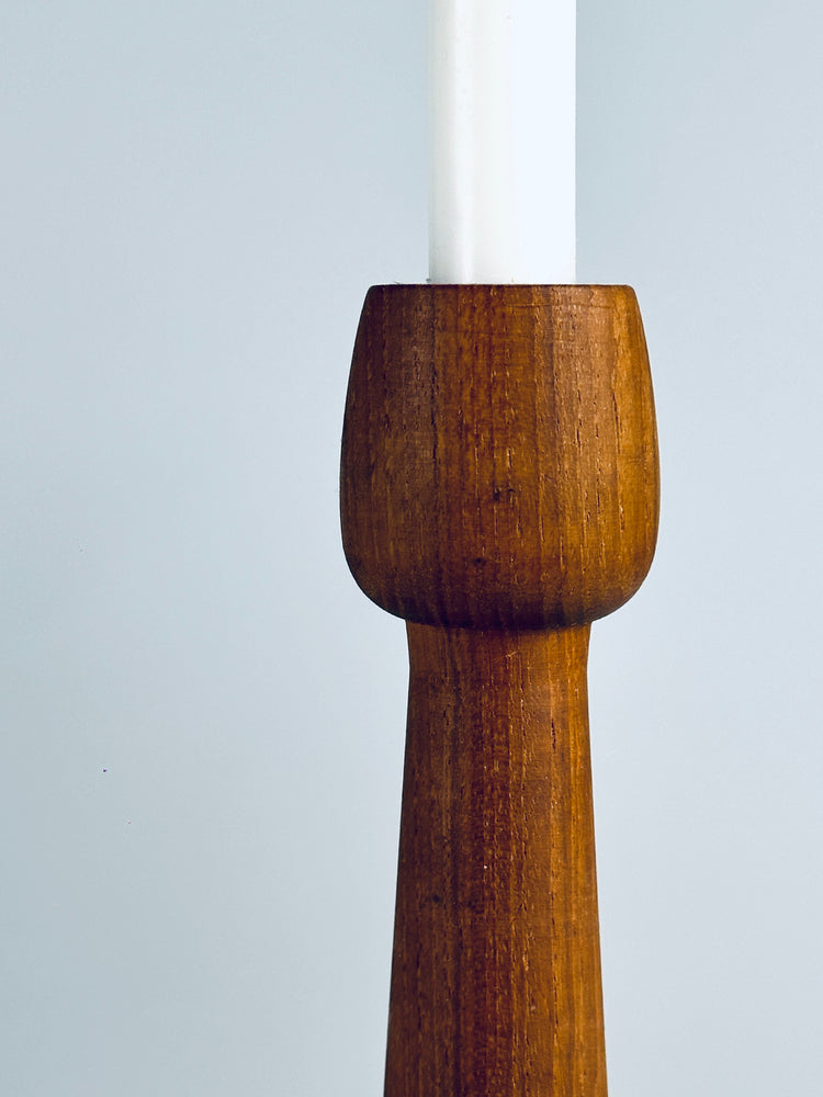 Candlestick DDR Design Teak wood large 1960s Danish modern style