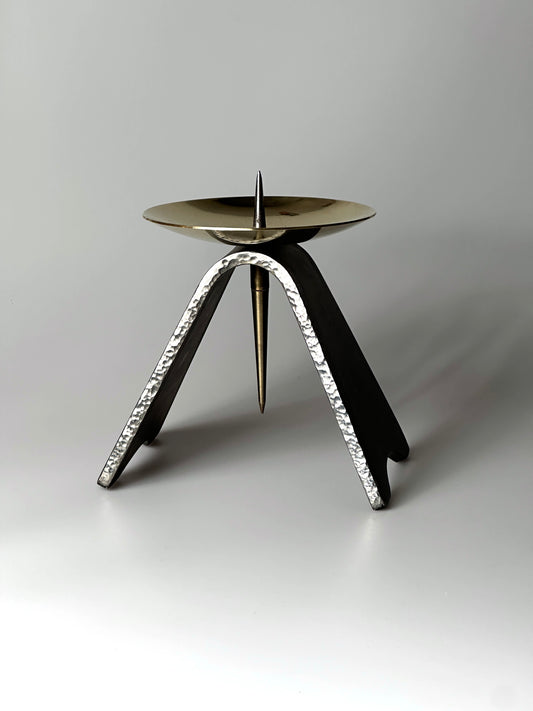 Kerzenständer DDR Design handeschmiedet GROß Eisen Messing sakral 1960er