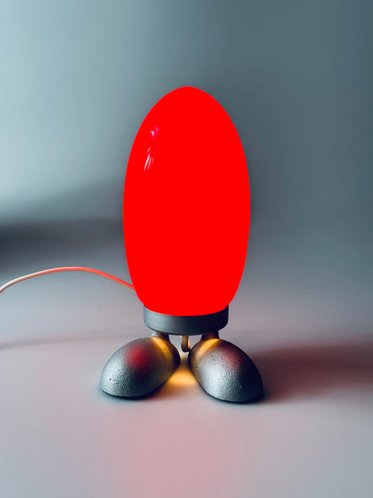 Dino Eierlampe Lampe Egglamp Tatsuo Konno für Ikea rot blau weiß mundgeblasen