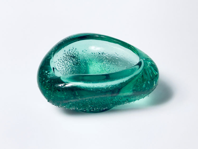 Lauscha Glas Aschenbecher Glaskunst grün DDR Design handgefertigt