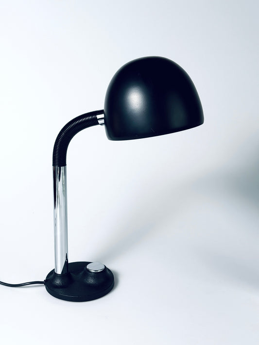 Tischleuchte Lampe Hillebrandt matt schwarz Chrom 1970er