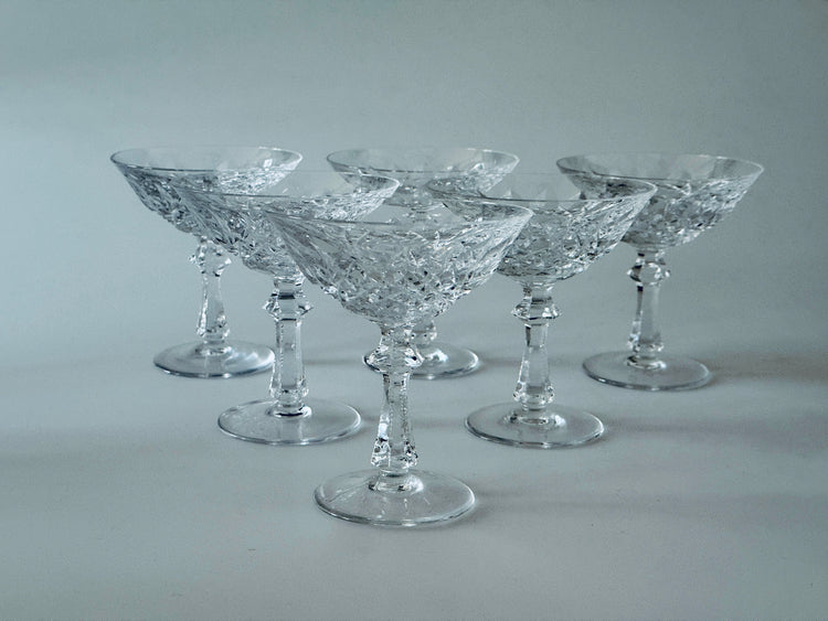 6 Champagnerschalen Sektschalen Peill Putzler Pfalzgraf Kristall