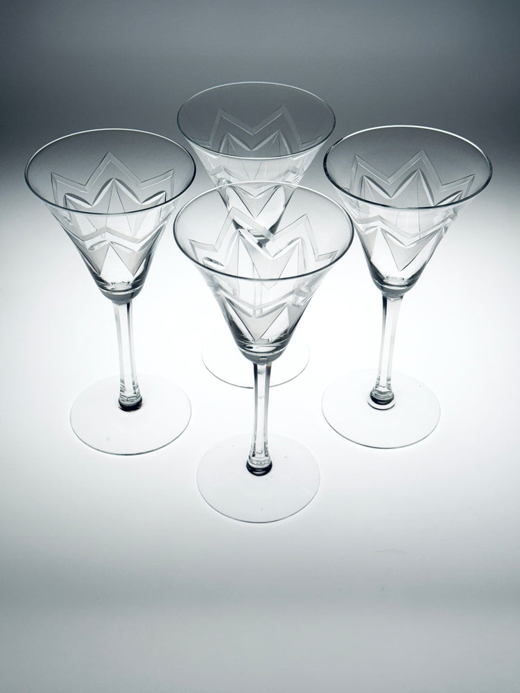 4 Weingläser Gläser Art Déco Rakel VLG Weisswasser 1940